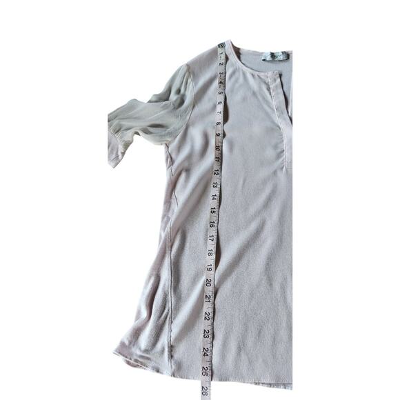 Lola & Sophie Womens 100% Silk Light Pink Top Small Sheer Ribbed Contrast Tee - Picture 9 of 9